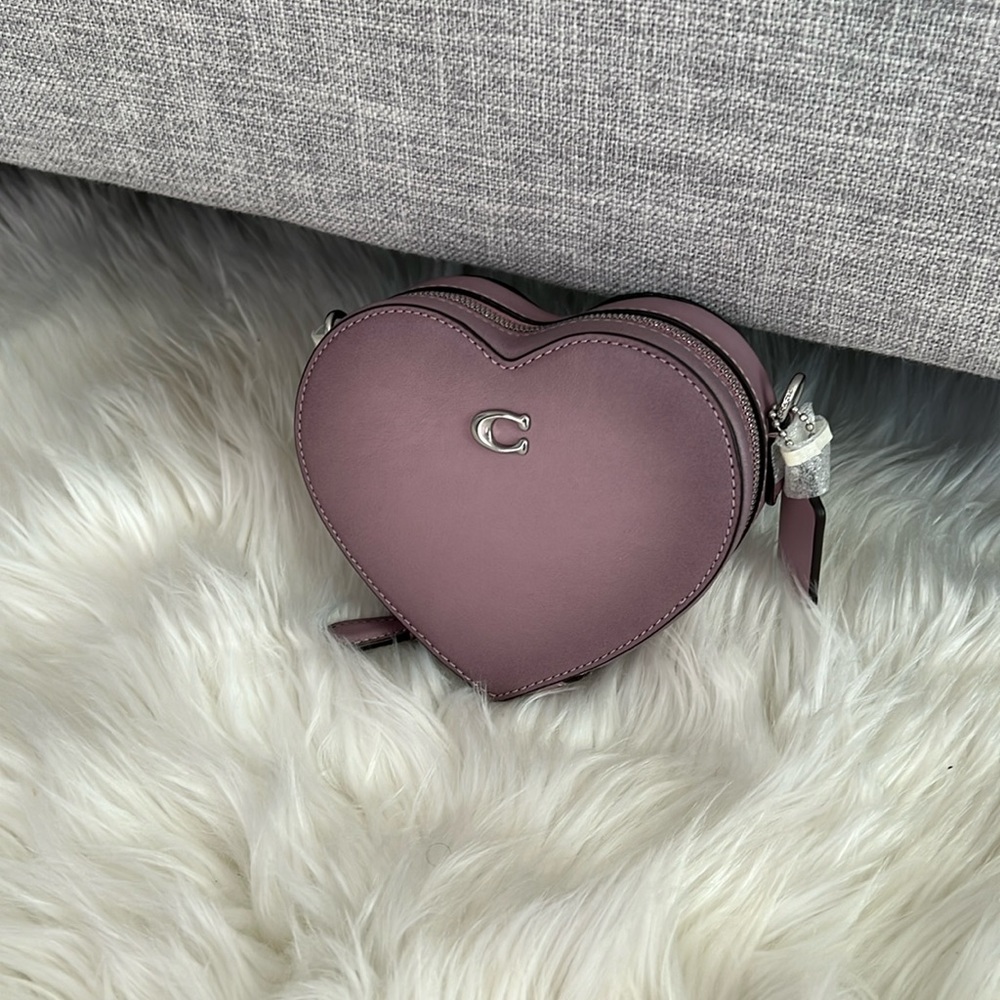 Authentic Coach mini heart Crossbody bag in ice purple